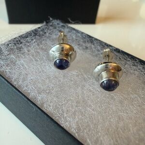 Sterling Silver and Amethyst Stud Earrings